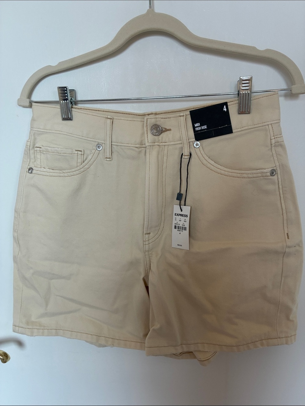 Express Women's Cream High-Rise Denim Shorts - Neutral Beige